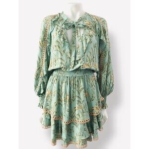 Spell & The Gypsy Maisie Play Dress Small Mint Green Floral Print Boho Western S